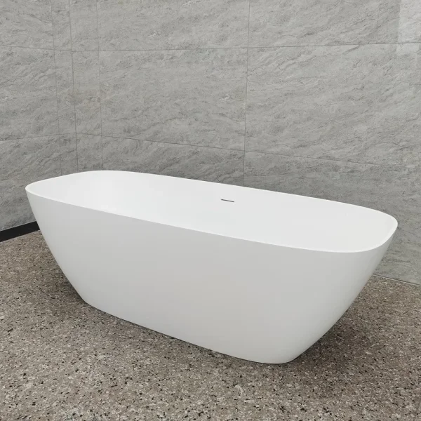 Ванна из литьевого мрамора Abber Stein AS9632 165x70,5 см, отдельностоящая, белый матовый