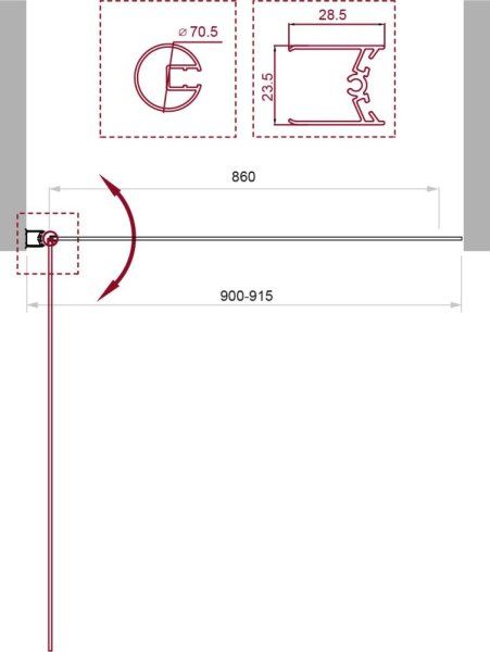 Душевая шторка на ванну BelBagno Uno UNO-V-1-90/150-C-NERO прозрачное стекло