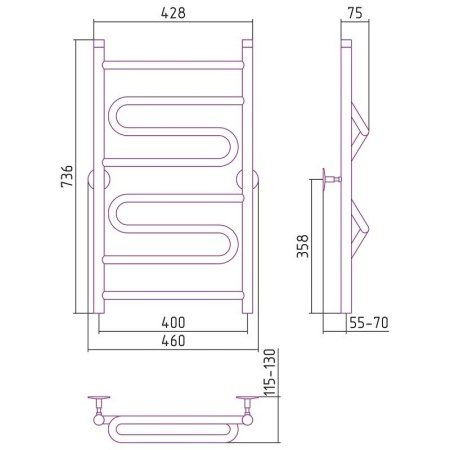 Полотенцесушитель водяной Стилье Универсал-51 80х40 хром