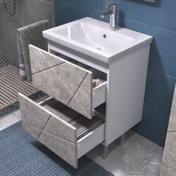 Тумба VIGO Geometry под раковину Geometry 600-0-2 (Como) бетон (015 бетон)