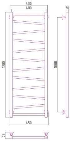 Полотенцесушитель водяной Сунержа Сирокко 30-0253-1240 1200x400 белый матовый
