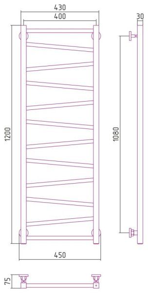 Полотенцесушитель водяной Сунержа Сирокко 30-0253-1240 1200x400 белый матовый