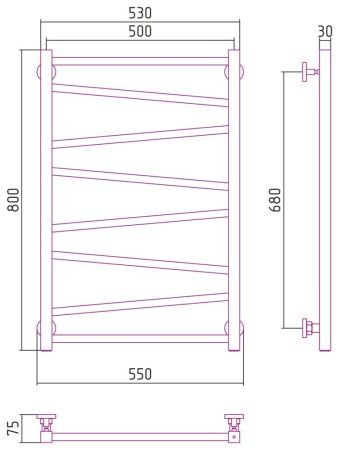 Полотенцесушитель водяной Сунержа Сирокко 30-0253-8050 800x500 белый матовый