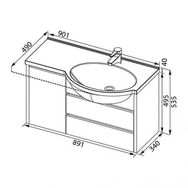 Тумба под раковину Aquanet Лайн 00164937 90 R белая