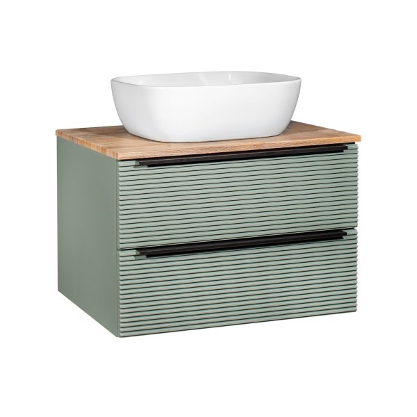 Тумба Runo Орлеан 60 зелёный дуб натуральный подвесная под накладной умывальник (00-00004650)