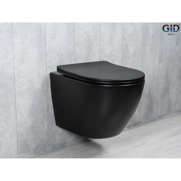 Унитаз подвесной GID Tr2122TF-Bm безободковый, торнадо, с сиденьем микролифт, черный матовый
