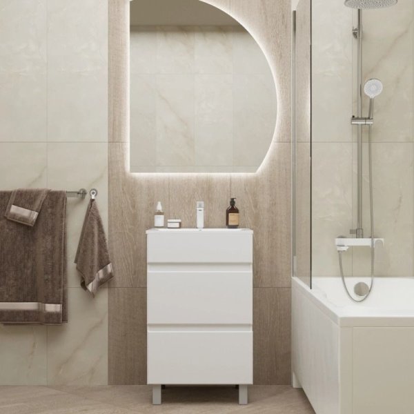 Тумба для ванной MIXLINE "БРИКС-50" 2 ящика под раковину "Breeze 50" мебельный (Sanita Luxe) (ПВХ) (555633)