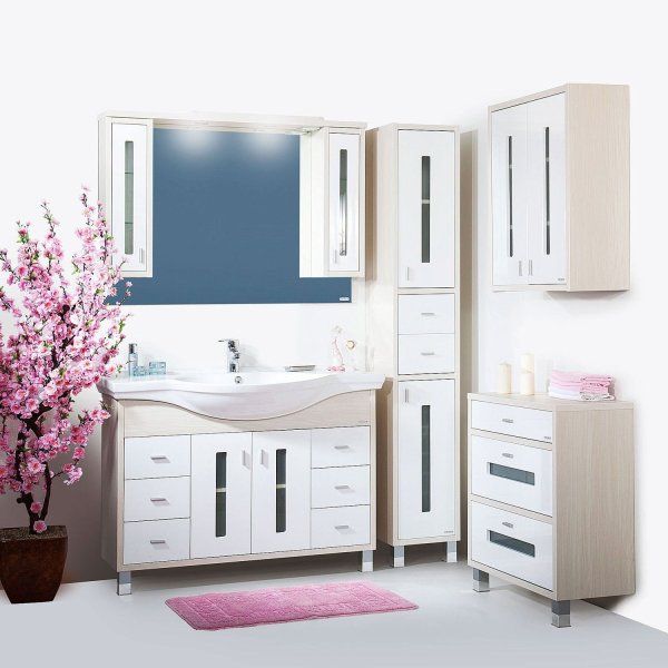 Шкаф навесной Бриклаер БАЛИ 65 см, светлая лиственница/белый