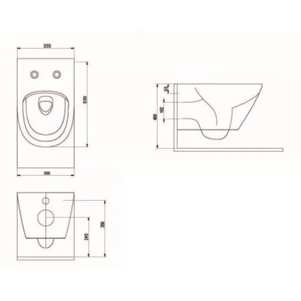 Унитаз подвесной beWash Bogen 88303280 безободковый, с сиденьем микролифт, антрацит матовый