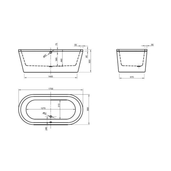 Акриловая ванна Knief Neo 0100-276 170x80 отдельностоящая, белый
