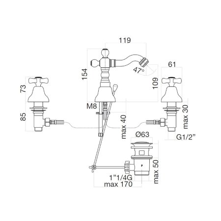 Смеситель для биде Webert Armony AM710202017, хром/золото