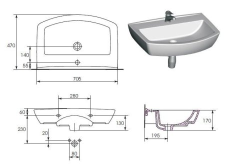 Раковина Cersanit Olimpia UM-O70/1 70