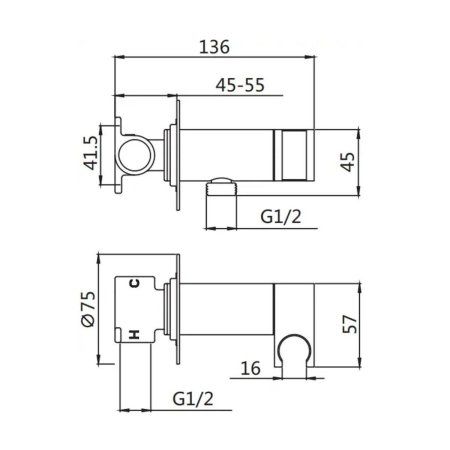 Гигиенический душ Встроенный однорычажный Shevanik S147, Хром