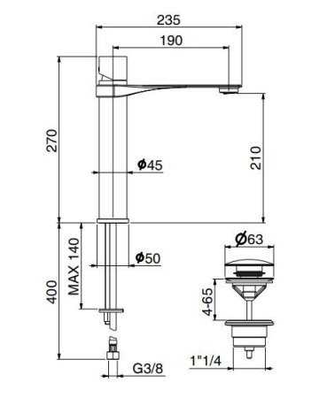 Смеситель для раковины Webert ONE-B NB830402015, хром/сталь