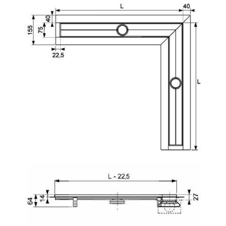 Решетка под плитку Tece TECEdrainline Plate 611270 120х120 угловая, нержавеющая сталь