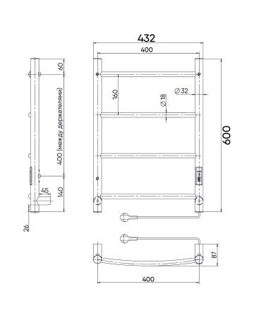 Полотенцесушитель Электрический Лесенка INDIGO LCALE60-40Rt, Полированный