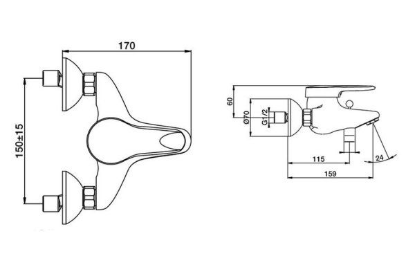 Смеситель Jacob Delafon Kandel E664RU-CP для ванны с душем