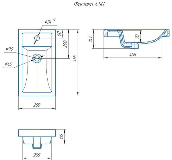 Раковина Aqwella Фостер 4640021065907 45 белый