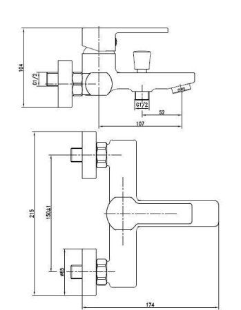 Смеситель Cersanit Smart 63048 для ванны, хром