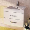 Тумба-умывальник COMFORTY "Лаура-75-2" подвесная белый глянец с раковиной "Quadro 75"