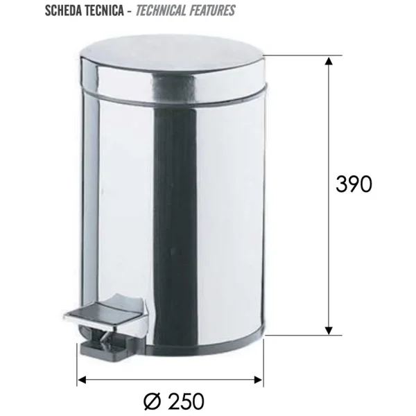 Мусорное ведро 12 л Remer Bagno RB503CR