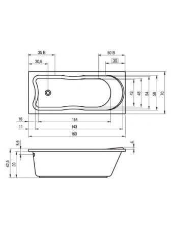 Ванна акриловая Riho Klasik BZ1600500000000 160x70