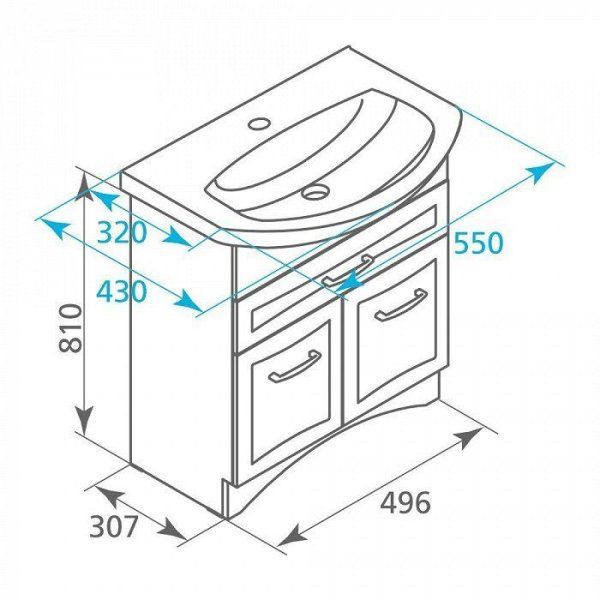 Тумба с раковиной Milardo Victoria 55 напольная белая (VIXHC5UB5WWE0MEM95UTK)