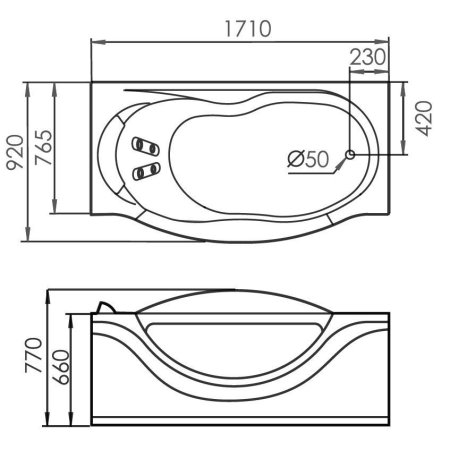 Акриловая ванна Gemy G9072 B R с гидромассажем