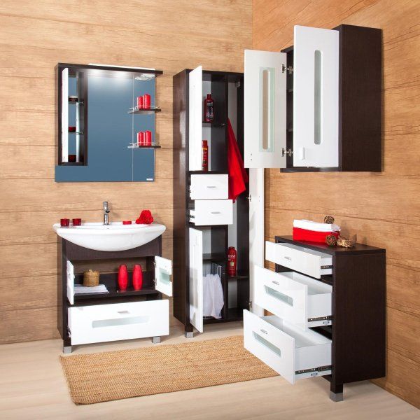 Шкаф навесной Бриклаер БАЛИ 65 см, венге/белый