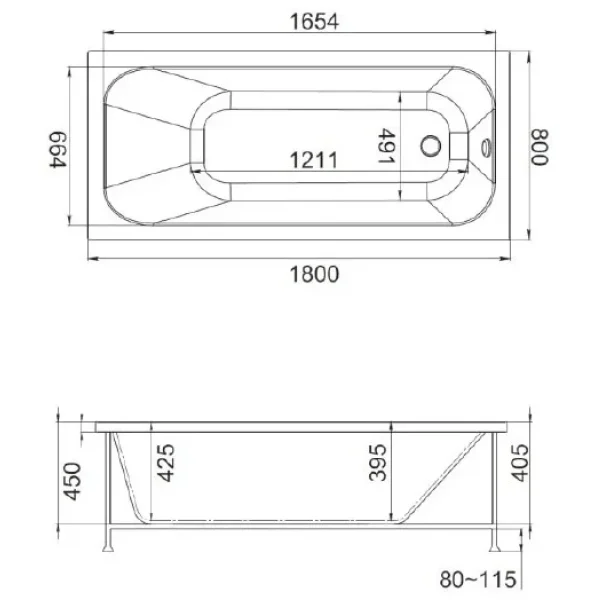 Акриловая ванна Jacob Delafon Trocadero E6D355RU-00 180x80 см, белый