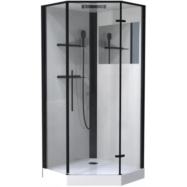 Душевая кабина Esbano Muse ESM-PENTA-90 (Right) ESKM90PRR 90x90x215 см R, с крышей, низкий поддон, профиль черный матовый, стекло прозрачное