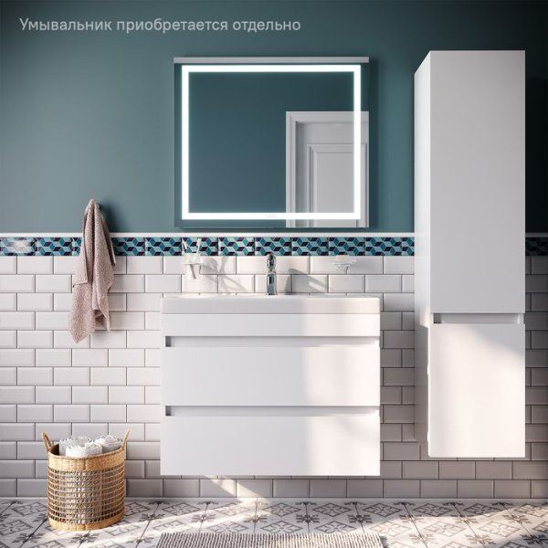 Тумба подвесная с ящиками, белая, 80 см, Zodiac, IDDIS, ZOD8CB0i95  подходит ум. 3508000i28