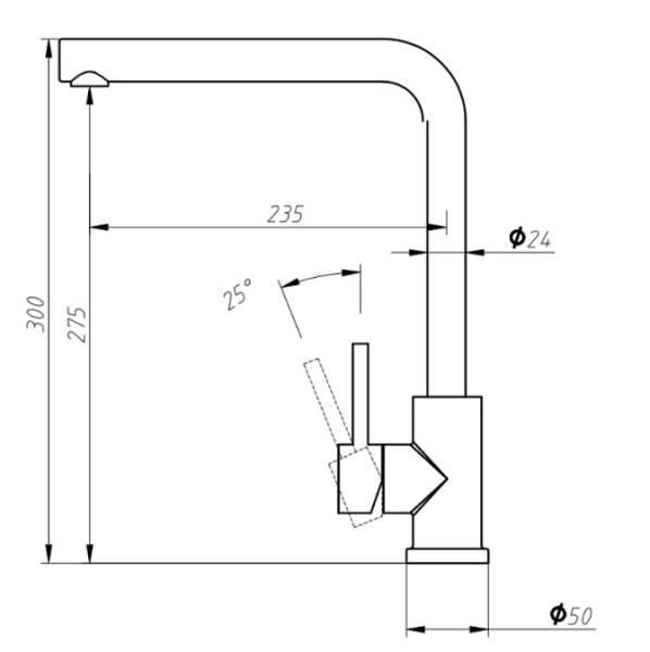 Смеситель Aquanet Steel AF211-41S 00228450 для кухонной мойки, сатин