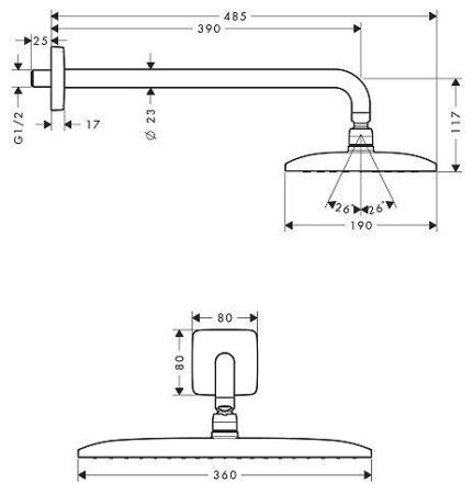 Верхний душ Hansgrohe Raindance 27376000 хром