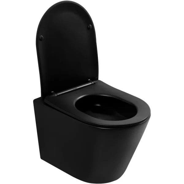 Унитаз подвесной Abber Bequem AC1102TMB безободковый, торнадо, с сиденьем микролифт, черный матовый