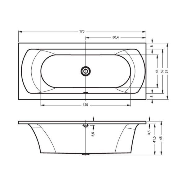 Ванна акриловая Riho Lima BB4500500000000 170x75 сифон слева