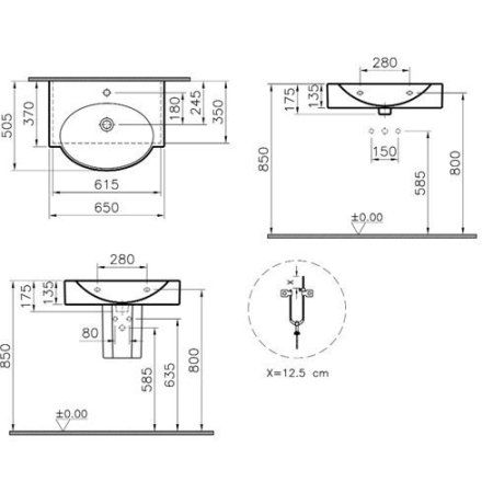 Раковина VitrA Espace 4191B003-0001 65