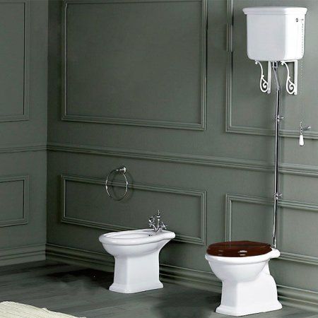 Унитаз напольный Simas Lante LA01bi вертикальный выпуск, с высоким бачком, с фурнитурой цвета хром