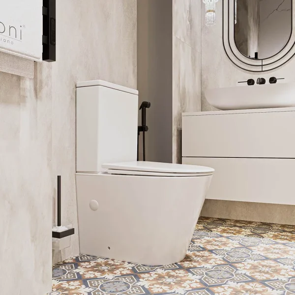 Унитаз-компакт Veconi Telle VTE-64T безободковый, торнадо, с сиденьем микролифт, белый