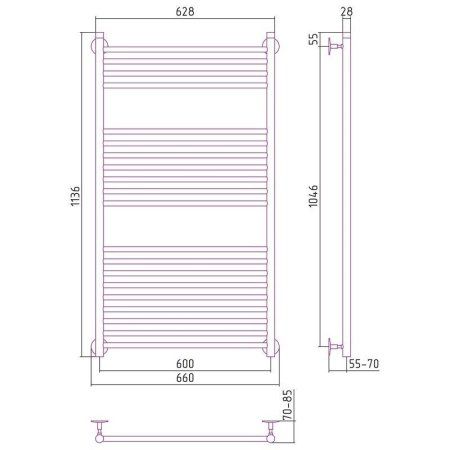 Полотенцесушитель водяной Стилье Универсал-53 120х60 хром