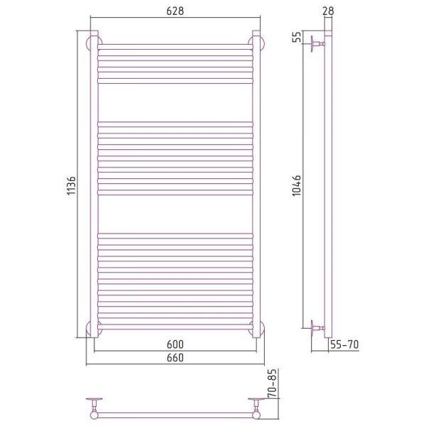 Полотенцесушитель водяной Стилье Универсал-53 120х60 хром