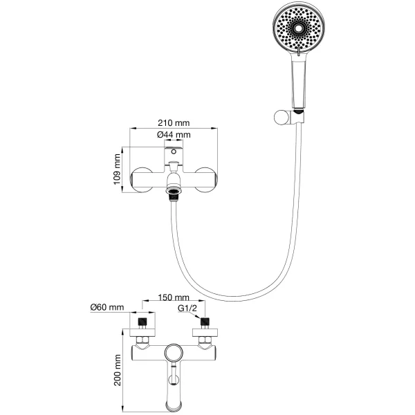 Смеситель для ванны Wonzon & Woghand Tor WW-88037073-RG с душевым гарнитуром, розовое золото