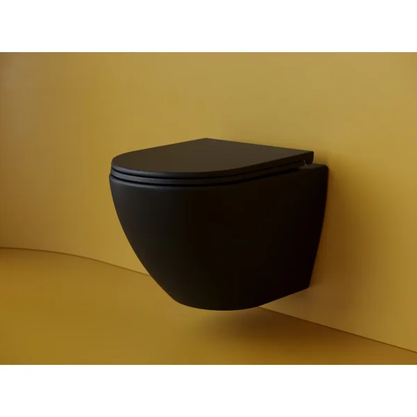 Унитаз подвесной Ceramica Nova Metropol CN4002TMB безободковый, торнадо, с сиденьем микролифт, черный матовый