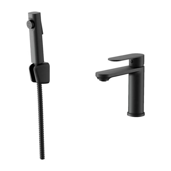 Смеситель для раковины с гигиеническим душем Maretti Florenza Black FLG32RF28, черный
