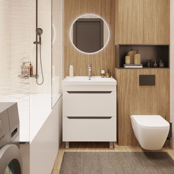 Тумба для ванной MIXLINE "Лайн-60" 2 ящика под раковину Fest-60 (Sanita Lux) (ПВХ) (555470)