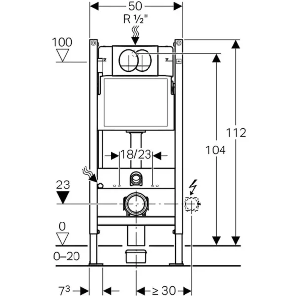 Инсталляция для унитаза Geberit Duofix Delta 01 111.154.11.2 с кнопкой смыва, альпийский белый
