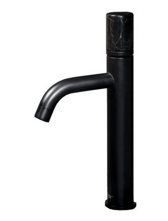Смеситель Boheme Stick 122-B-MR-B для раковины высокий, черный, мрамор черный