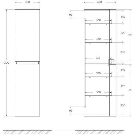 Шкаф-пенал Cezares Vague 54850 34 R rovere sbiancato