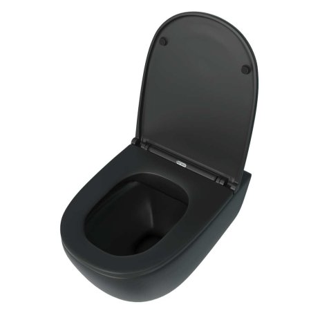 Унитаз подвесной Teymi Lina S Black черный матовый безободковый, сиденье микролифт T40111