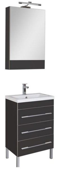 Тумба под раковину Aquanet Верона 00178475 58 черная, напольная, 3 ящика